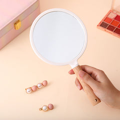 Heart Shape Handheld Mirror with Wooden Handle