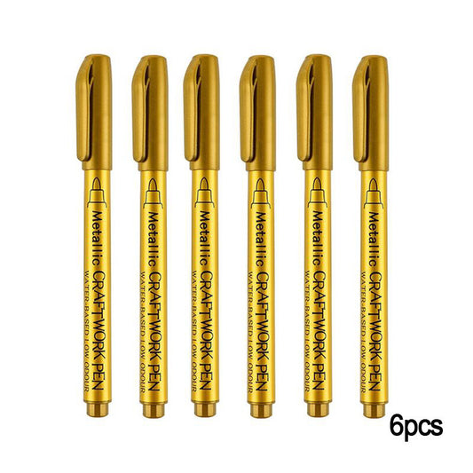 6pcs Silvery Paint Markers Ceramic Glass Cloth DIY Crafts