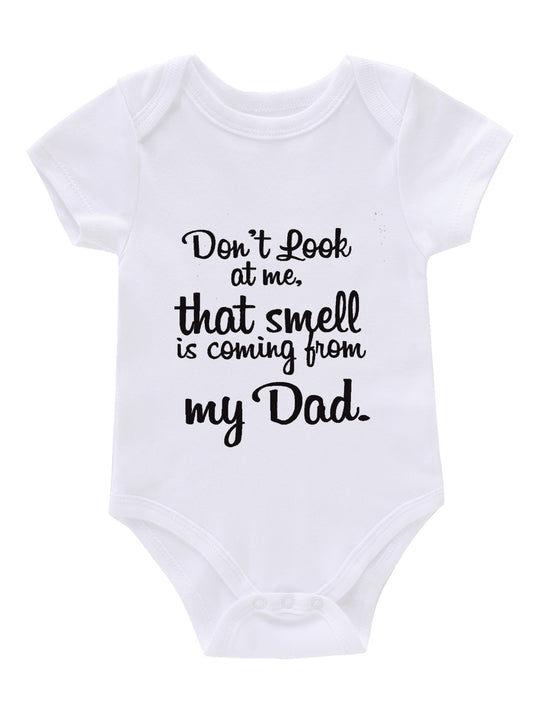 Newborn Infant Short Sleeve Cotton Romper DON T AT ME Graphic Crew Neck Bodysuit