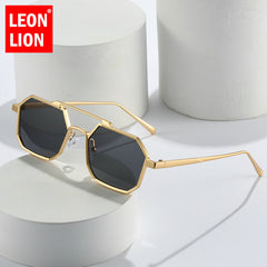 LeonLion Square Sunglasses Men's Glasses Metal Retro Eyewear