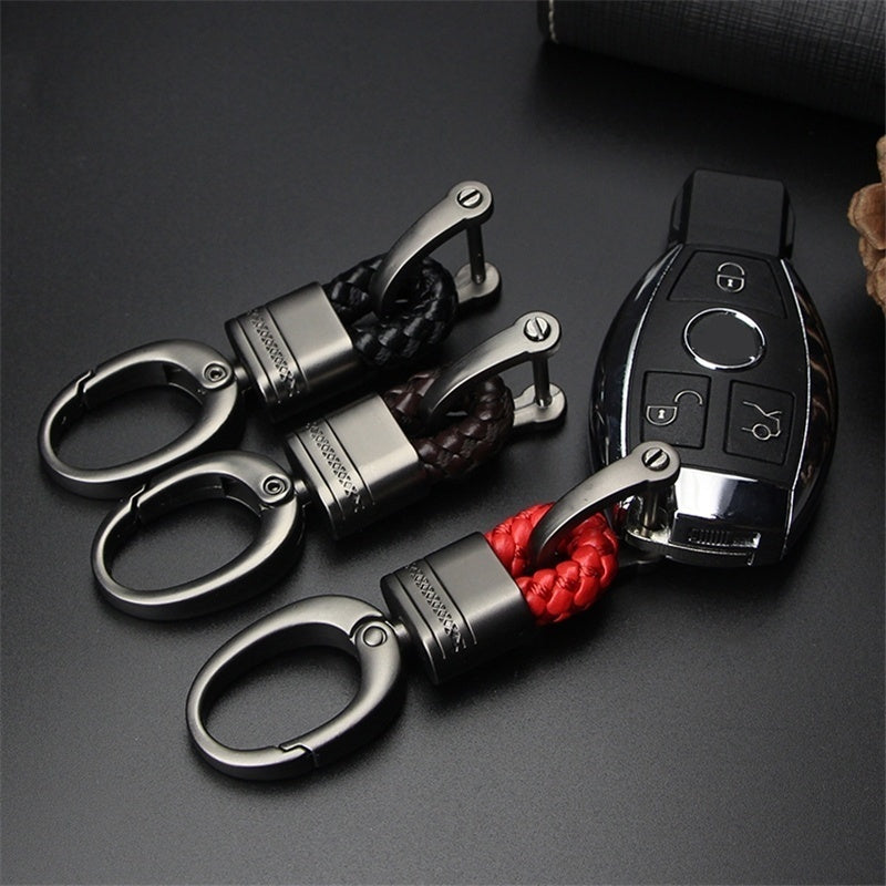 Hand Woven Horseshoe Buckle Keychain Car Keyring Gift Creative Auto Accessories