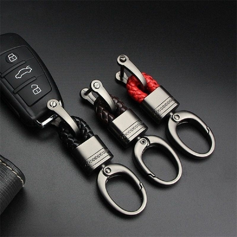 Hand Woven Horseshoe Buckle Keychain Car Keyring Gift Creative Auto Accessories