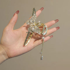Butterfly Hair Claw With Tassel Ponytail Shark Claw Hair Accessories