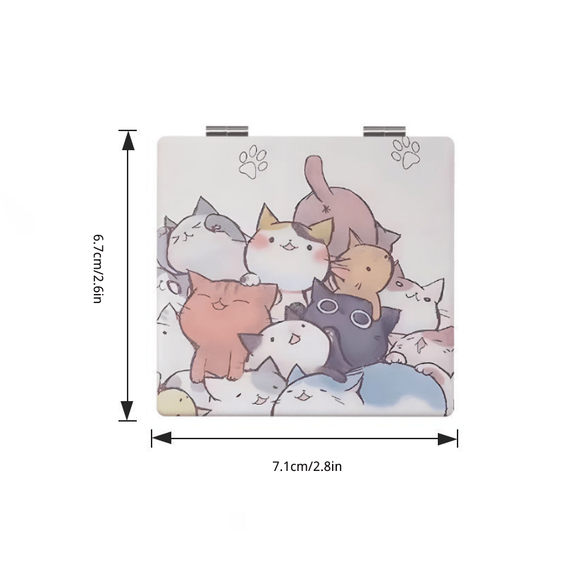 Cat Portable Makeup Mirror Double Sided Pocket Size Travel Vanity Mirror