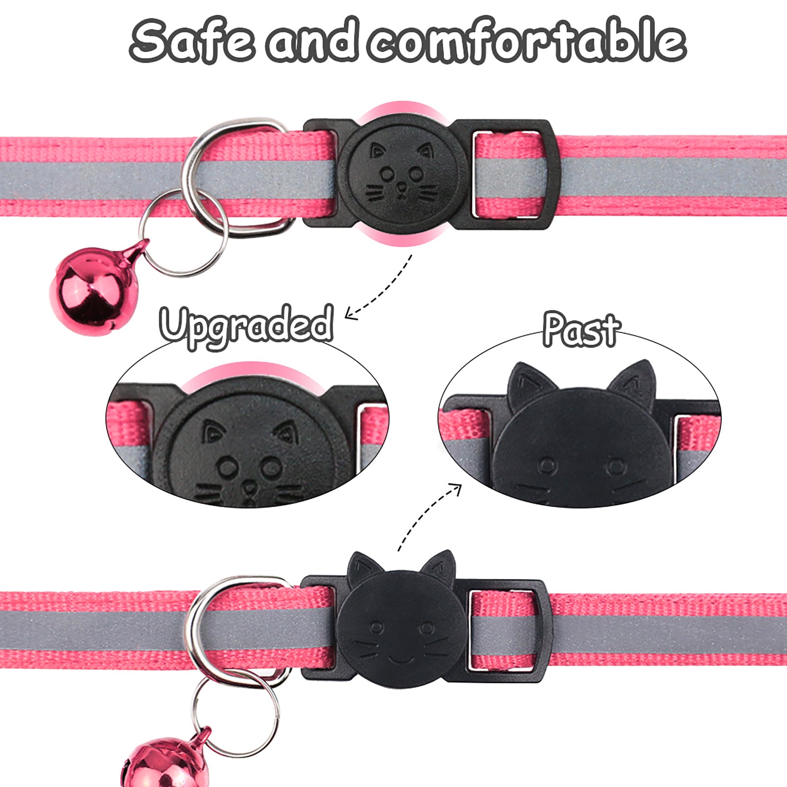 2 pcs Joytale Adjustable Bell Collar for Dogs and Cats Paw Print