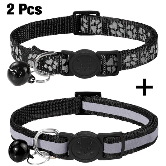 2 pcs Joytale Adjustable Bell Collar for Dogs and Cats Paw Print