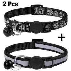 2 pcs Joytale Adjustable Bell Collar for Dogs and Cats Paw Print