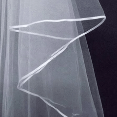 Bridal Veil Double Layer Edging Ribbon Shape Lightweight Veil
