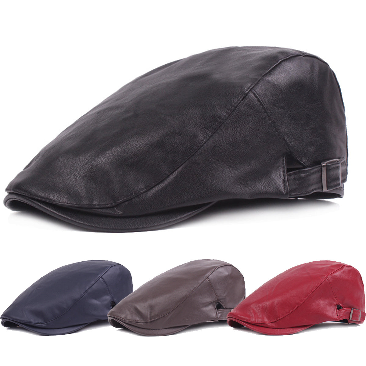 Men's Leather Berets Lvy Cap Newsboy Hats