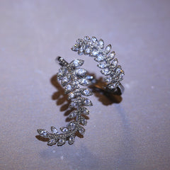 Zircon Plant Leaf Ring 18K Plated Hand Jewelry