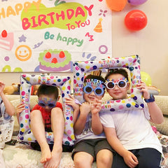 Birthday Balloon Party Wave Point Photo Frame Aluminum Balloon