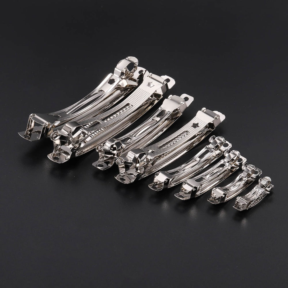 10pcs French Barrette Spring Hair Clips Rhodium Bow Hairpin