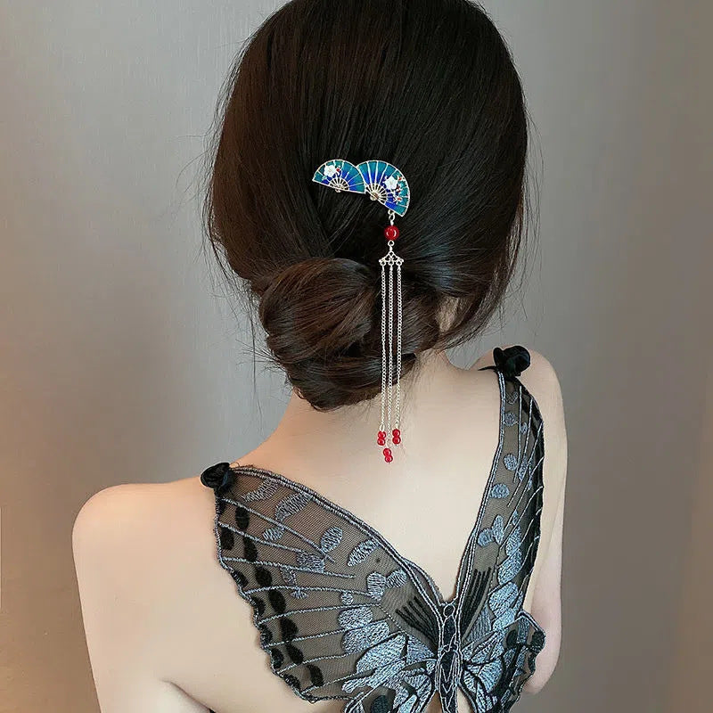 Vintage Tassel Fan Hair Comb Retro Hairpin Headdress Accessories