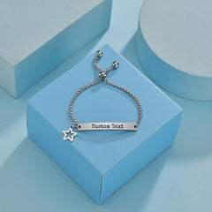 Custom Engraved Lettering Bracelet Titanium Stainless Steel Personalized Name