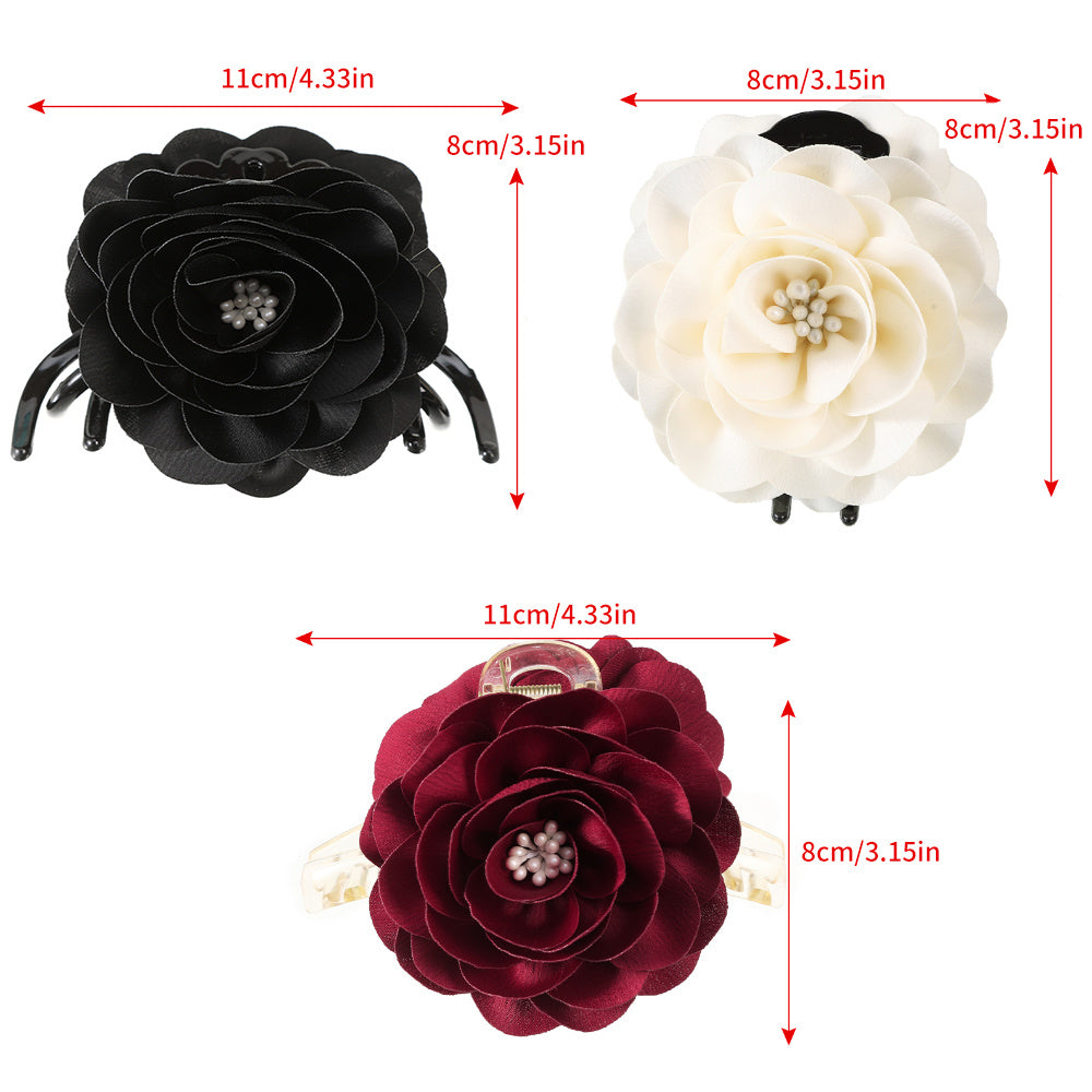 Rose Flower Hair Claw Crab Clips Ponytail Barrette Hairpin Women Girls Accessory