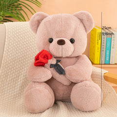 8in Cartoon Rose Teddy Bear Doll Pillow Plush Toy for Weddings