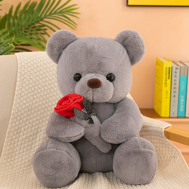 8in Cartoon Rose Teddy Bear Doll Pillow Plush Toy for Weddings