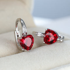 Heart Shape Zircon Ear Buckle Earrings 18K Plated Copper Ear Jewelry