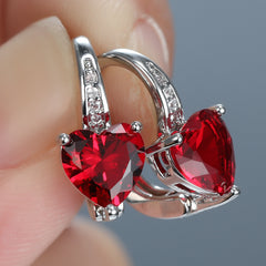 Heart Shape Zircon Ear Buckle Earrings 18K Plated Copper Ear Jewelry