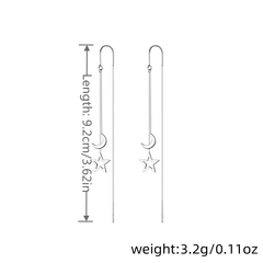 Hollow Star Moon Tassel Earrings Threader Ear Jewelry For Women