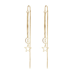 Hollow Star Moon Tassel Earrings Threader Ear Jewelry For Women