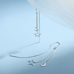 Hollow Star Moon Tassel Earrings Threader Ear Jewelry For Women