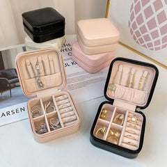 Leather Jewelry Box Organizer Travel Case Locket Necklace Earring Ring Holder Di
