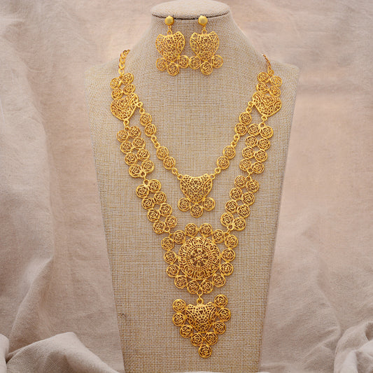 18K Plated Jewelry Set with Pendant Necklace & Dangle Earrings