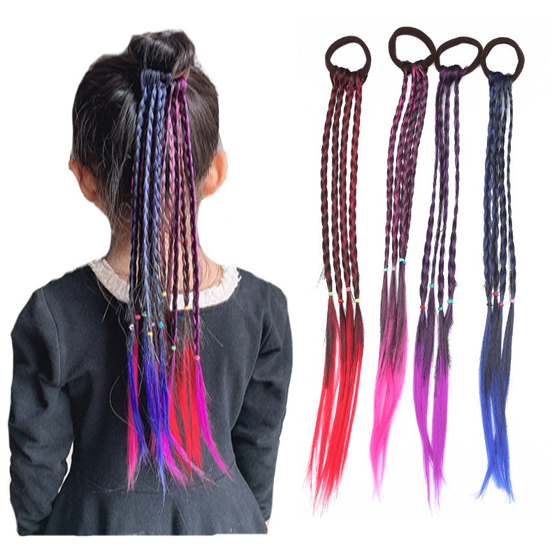 Colorful Wig Hair Ties Princess Twisted Braid Elastic Hair Accessories
