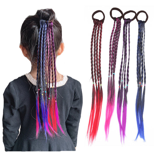 Colorful Wig Hair Ties Princess Twisted Braid Elastic Hair Accessories