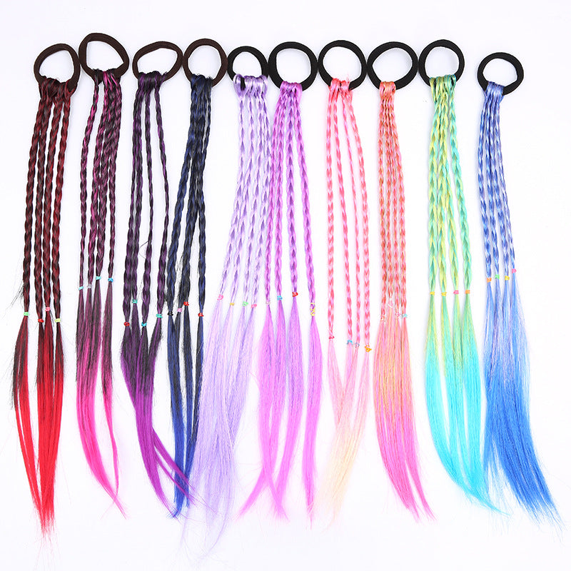 Colorful Wig Hair Ties Princess Twisted Braid Elastic Hair Accessories