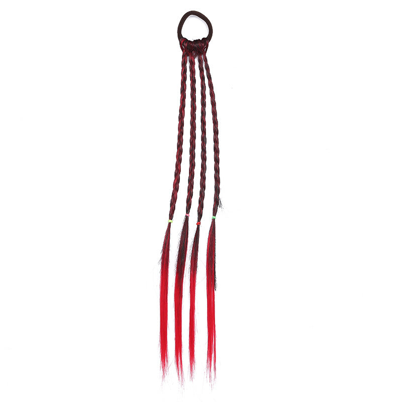 Colorful Wig Hair Ties Princess Twisted Braid Elastic Hair Accessories
