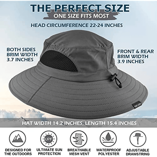 Waterproof UV Protection Wide Brim Bucket Hat for Outdoor Activities
