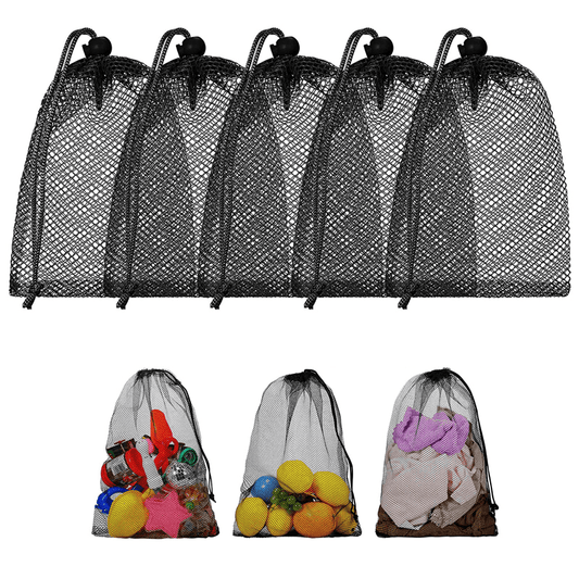 Nylon Mesh Drawstring Bag for Beach Toys Swimming Camping Travel