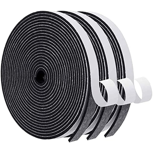 3 Rolls Door Weather Stripping 2.54cm W x 2.54-20.32cm T, Soundproof Seal Strip