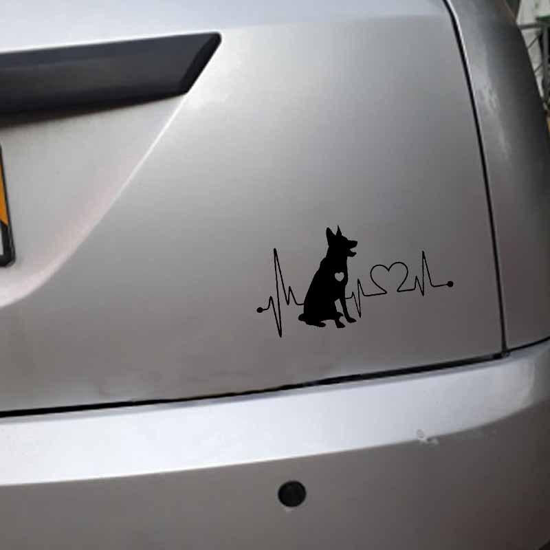 Film Heartbeat Cartoon Animal Pet Bumper Car Sticker Silver
