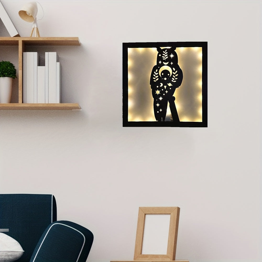 LED Owl Shape Lamp Wooden Home Decoration