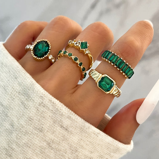 Delicate Gemstone Finger Ring Set for Women Girls