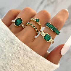 Delicate Gemstone Finger Ring Set for Women Girls