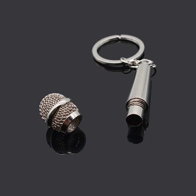 Mini Microphone Keychain Music Rock Bag Charm Pendant Gift