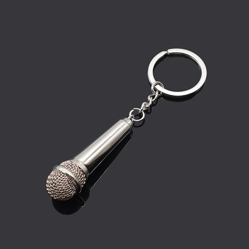 Mini Microphone Keychain Music Rock Bag Charm Pendant Gift