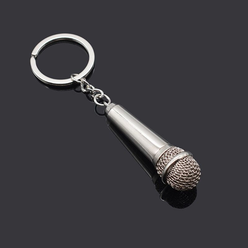 Mini Microphone Keychain Music Rock Bag Charm Pendant Gift