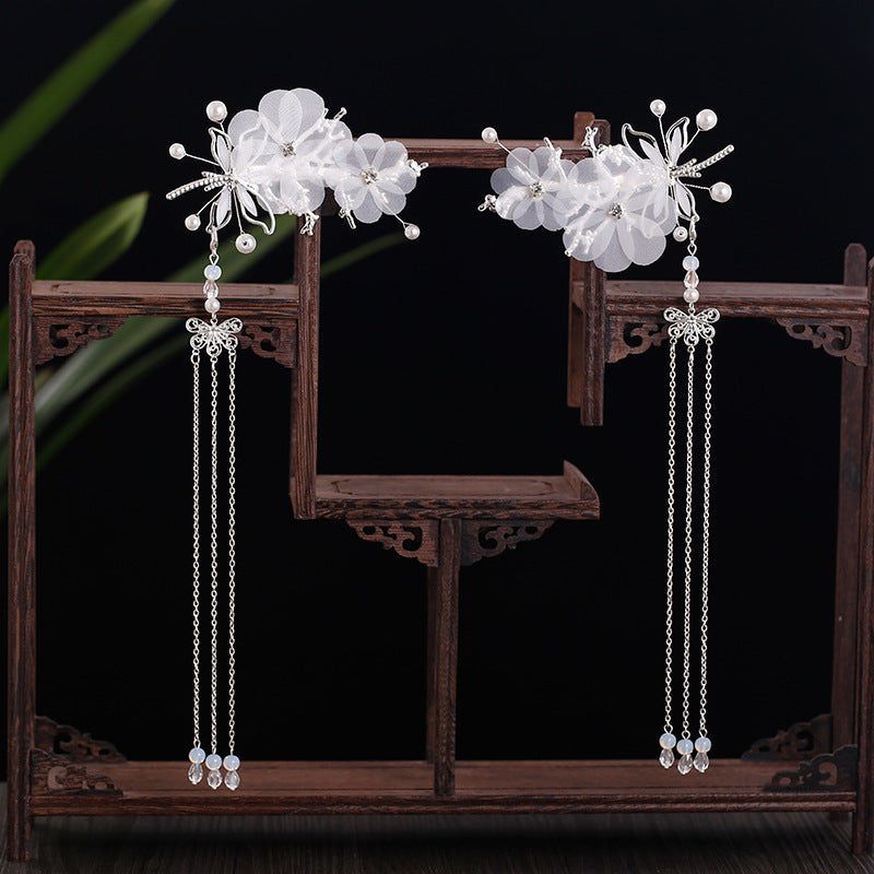 Flower & Tassel Hair Pin Rhinestone Clip Decorative Headwear