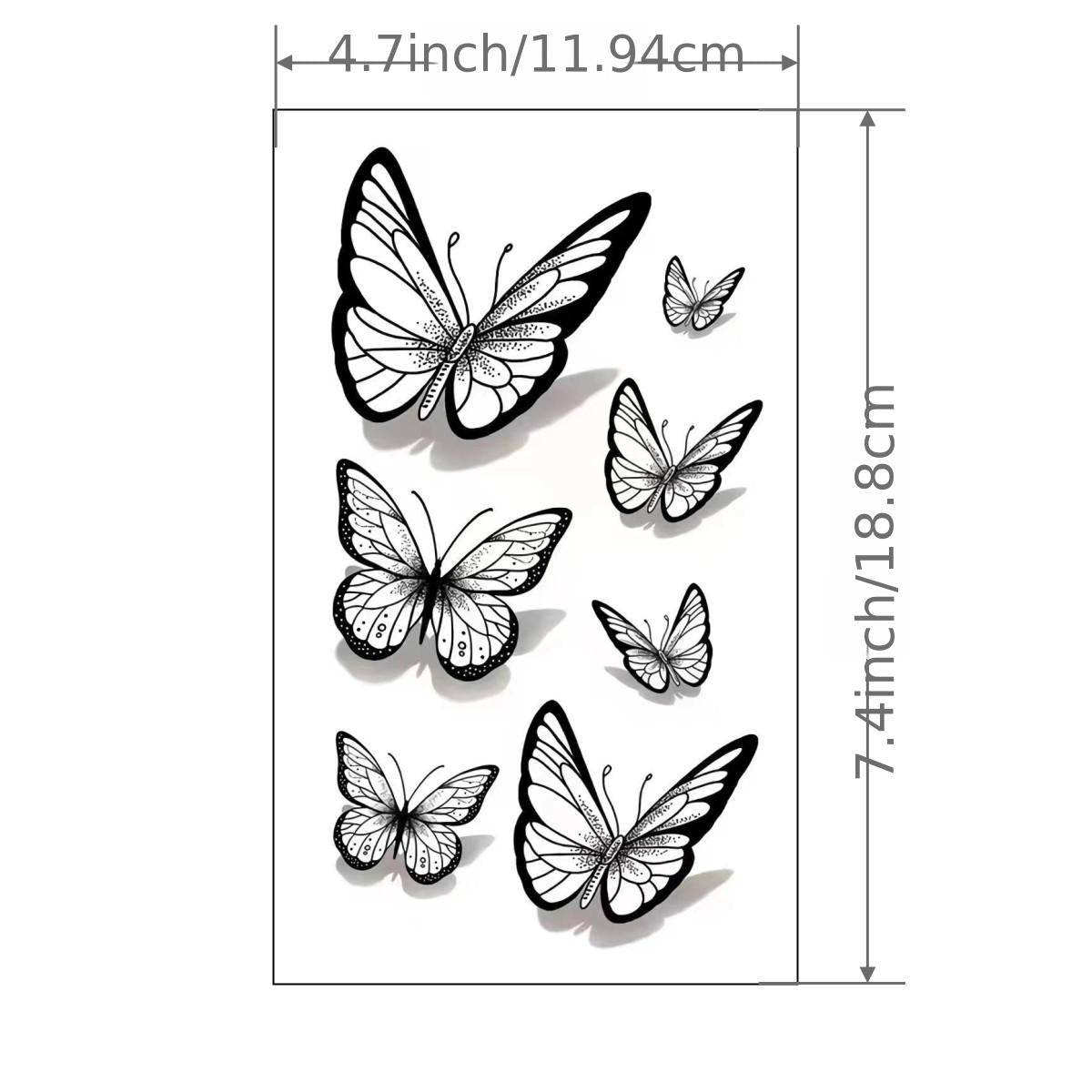 Realistic 3D Butterfly Tattoo Sticker Waterproof Long Lasting Arm Body Art