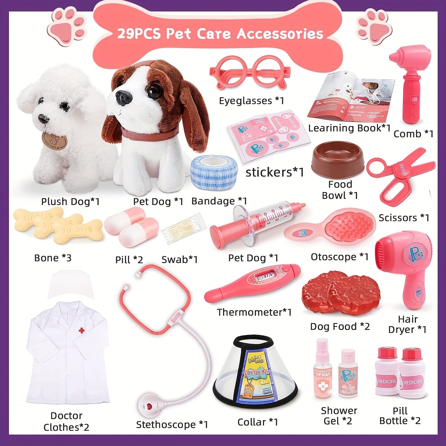 28pc 2-In-1 Pet Vet First Aid & Care Set - Halloween Gift