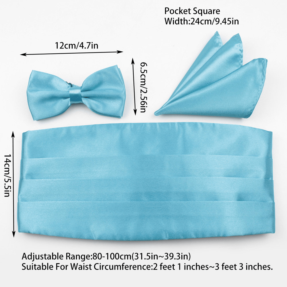 3pcs Girdle Bow Tie Pocket Squares Set