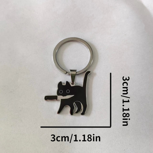 Cartoon Cat Pattern Bag Pendant Metal Anime Travel Accessory