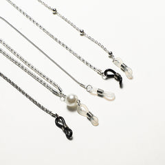 Faux Pearl Decor Glasses Chain Anti Slip Metal Lanyard Stylish Eyewear Retainer