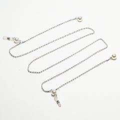 Faux Pearl Decor Glasses Chain Anti Slip Metal Lanyard Stylish Eyewear Retainer