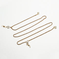 Faux Pearl Decor Glasses Chain Anti Slip Metal Lanyard Stylish Eyewear Retainer